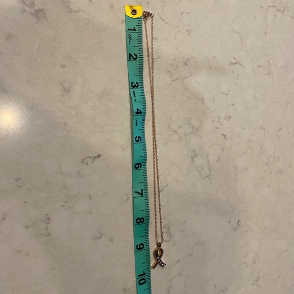 Rose gold colored Breast Cancer Pendant and Necklace - Picture 4 of 4